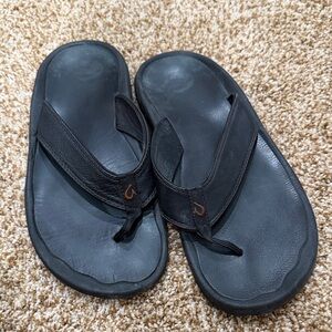 Men's OluKai Black Flip Flops